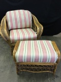 Braxton Culler Wicker & Rattan Chair & Ottoman W/Upholstered Cushions