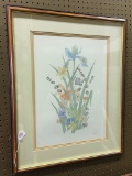 Framed Floral Print Artist Signed 