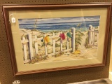 Framed & Matted Print Of Beach Scene By Kathleen Davis Is 27