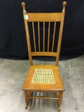 Oak Sewing Rocker W/Cane Seat