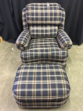 Smith Brothers Tilt Back, Wing Back Upholstered Chair & Ottoman