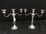 Pair Of International Sterling 3-Light Candle Holders Are 10