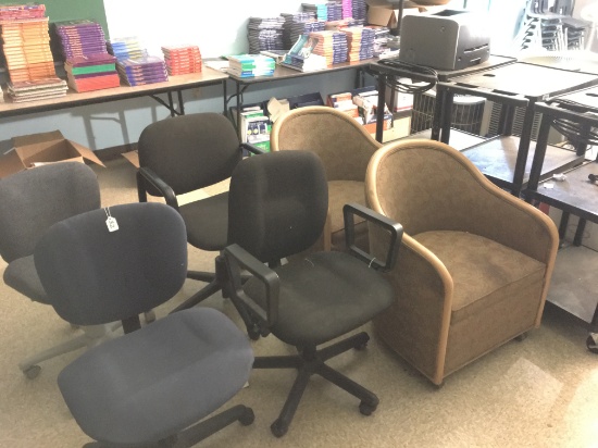 (6) Office Chairs + (3) Audio Visual Stands,  Cafeteria