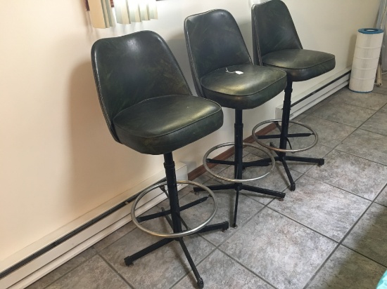 (3) 70's Era Swivel Bar Stools Are 41" tall.