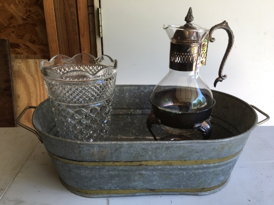 Galvanized Tub 18" Long W/Contents Shown