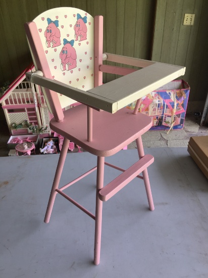 80's Era Wooden Doll Hi-Cchair Is 26" Tall