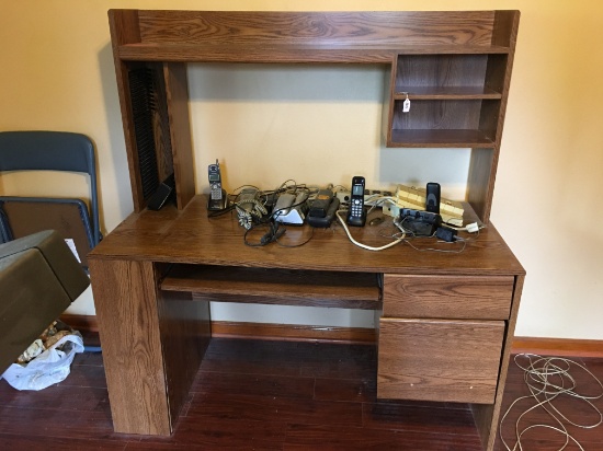 Sauder Type Computer Stand W/Variety Of Phones & Power Strips