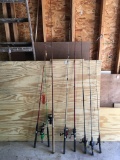 Variety Of Fishing Poles & Reels As Shown