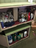 Contents Of Green Cabinets In Bar Area