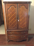 Wooden 2-Drawer, 2-Door Wardrobe W/Inside Drawers