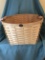 Peterboro Oak Splint Basket W/Leather Handles