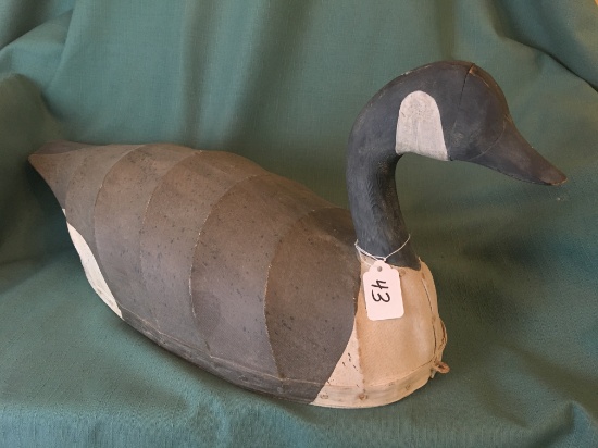 Wooden Goose Decoy W/Painted Canvas Covered Body