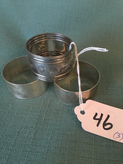 (2) Wallace Sterling & (1) Silverplated Napkin Rings
