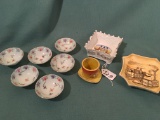 Vintage Porcelain: (6) Salt Dips, Toothpick Holder, & (2) Sm. Dishes