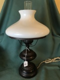 Electric Lamp W/Milk Glass Shade