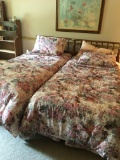 King Size Maple Bed W/Mattress & Box Springs & Bedding
