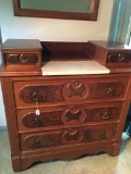 Victorian Walnut Chest W/Marble Insert