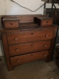 Early Wooden Chest W/Hanky Drawers & Marble Insert