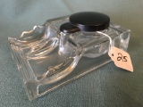 Dated 1911 Glass Inkwell W/Lid