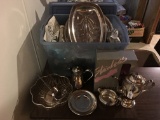 Lot W/Misc. Silverplated Trays & Some Other Odds & Ends