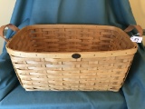 Peterboro Oak Splint Basket W/Leather Handles