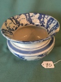 Blue/White Spongeware SpitoonW/Chip Is 5