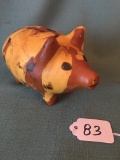 Pottery Glazed Pig Bank Is 5.5