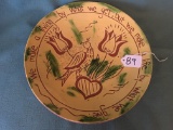 Pottery Glazed Plate W/Motto Is 10.5