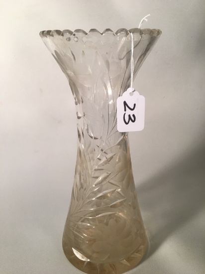 Vintage Etched Vase Is 12" Tall