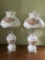 Pair Of Milk Glass Electric Bedroom Lamps Are 21.5