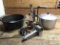 Vintage Cooking Lot, Griswold Dutch Oven with No Lid, Boyertown Grinder and More