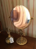 Vintage 24K Gold Plated Dresser Mirror & Perfume