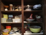 Cabinet Of Tupperware, Cups, Plates, Pyrex Bowl, & More!