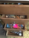 (4) Drawers Of Kitchen Items + Shelf Of Baking Sheets