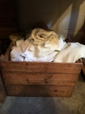 Vintage Wooden Box W/Misc. Rags