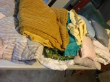 6' Table Of Blankets, Pillows, & Misc. Bedding