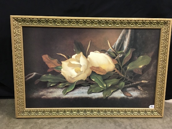 Framed Print On Board Of Magnolias