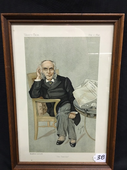 Framed 1892 Vanity Fair Lithograph Print By Vincent Brooks