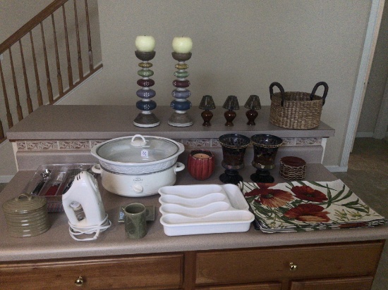 Group of Kitchen and Decorative Items on Counter