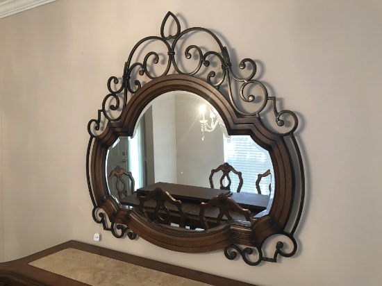 Wood and Metal Accent Wall Mirror