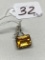 Marked 14K Yellow Gold Pendant W/Amber & Clear Settings-3.3 dwt.