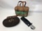 Lot W/Straw & Cloth Purses + Folding Umbrella