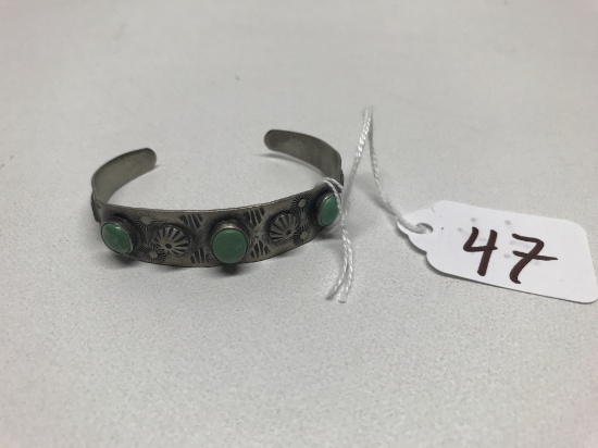 Unmarked Indian Style Bracelet W/Turquoise