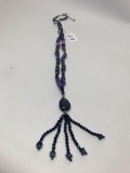 Blue Glass & Beads Designer Necklace W/Chico's Tag Is 20