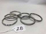 (5) Silver Tone Bracelets-All Appear Unmarked-Brighton Style