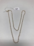 Rose Colored Pearl Necklace W/14K Clasp Is 30