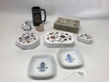 Misc. Lot: (4) Lidded Marble Inlaid Boxes & More!