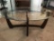 Oval Glass Top Coffee Table W/Wooden Base