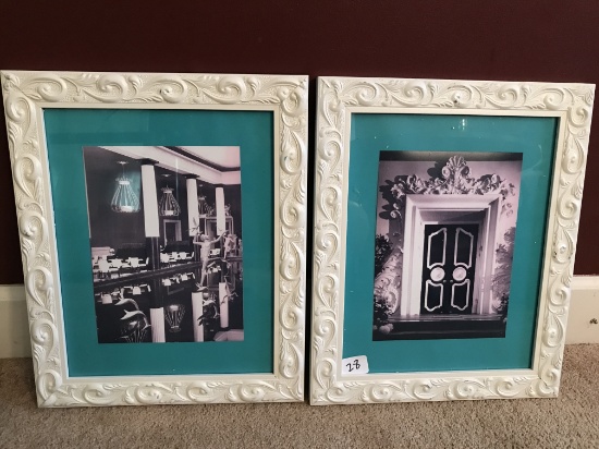Pair Of Embossed Frames W/Prints