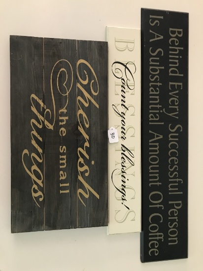 (3) Motto Plaques On Wood